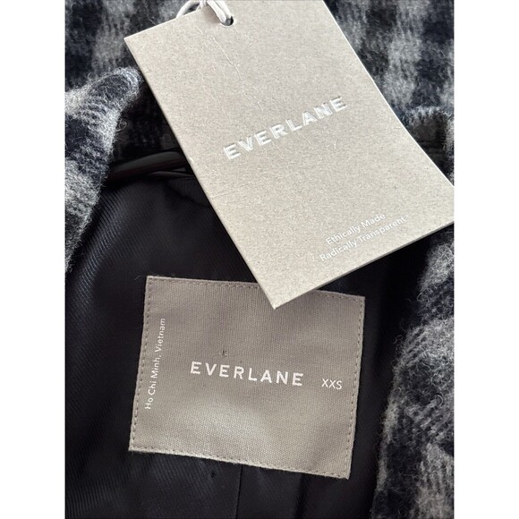 Everlane The Italian ReWool Cocoon Coat Navy/Gray Check Women's Size XXS New - Picture 13 of 16